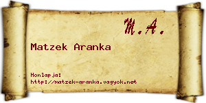 Matzek Aranka névjegykártya